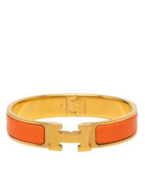 Hermes Clic H PM Bracelet Orange Gold Plated Enamel